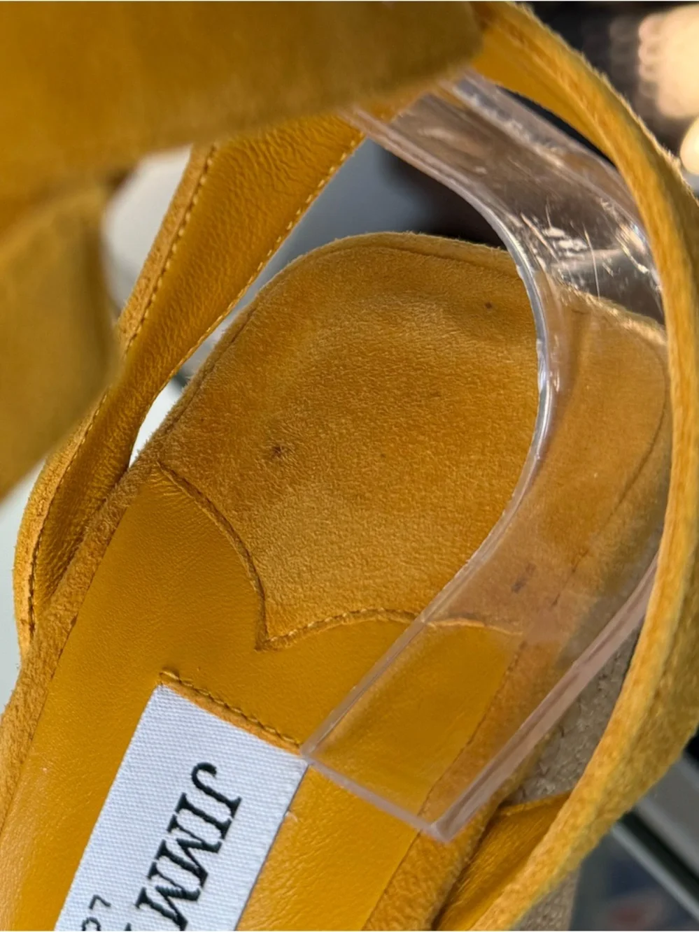 New JIMMY CHOO Gaia 140 Sunflower Suede and Natural Raffia Platform Sandals 39.5